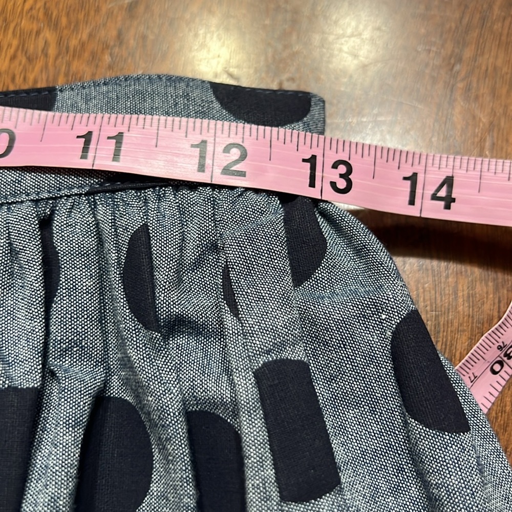 Modcloth Navy Blue Chambray Polka Dot Pleated Flare 50's Skirt EUC Sz S - Picture 10 of 11